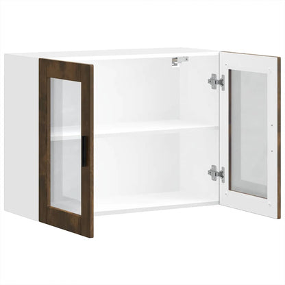 Kitchen Wall Cabinet with Glass Door Porto Smoked Oak