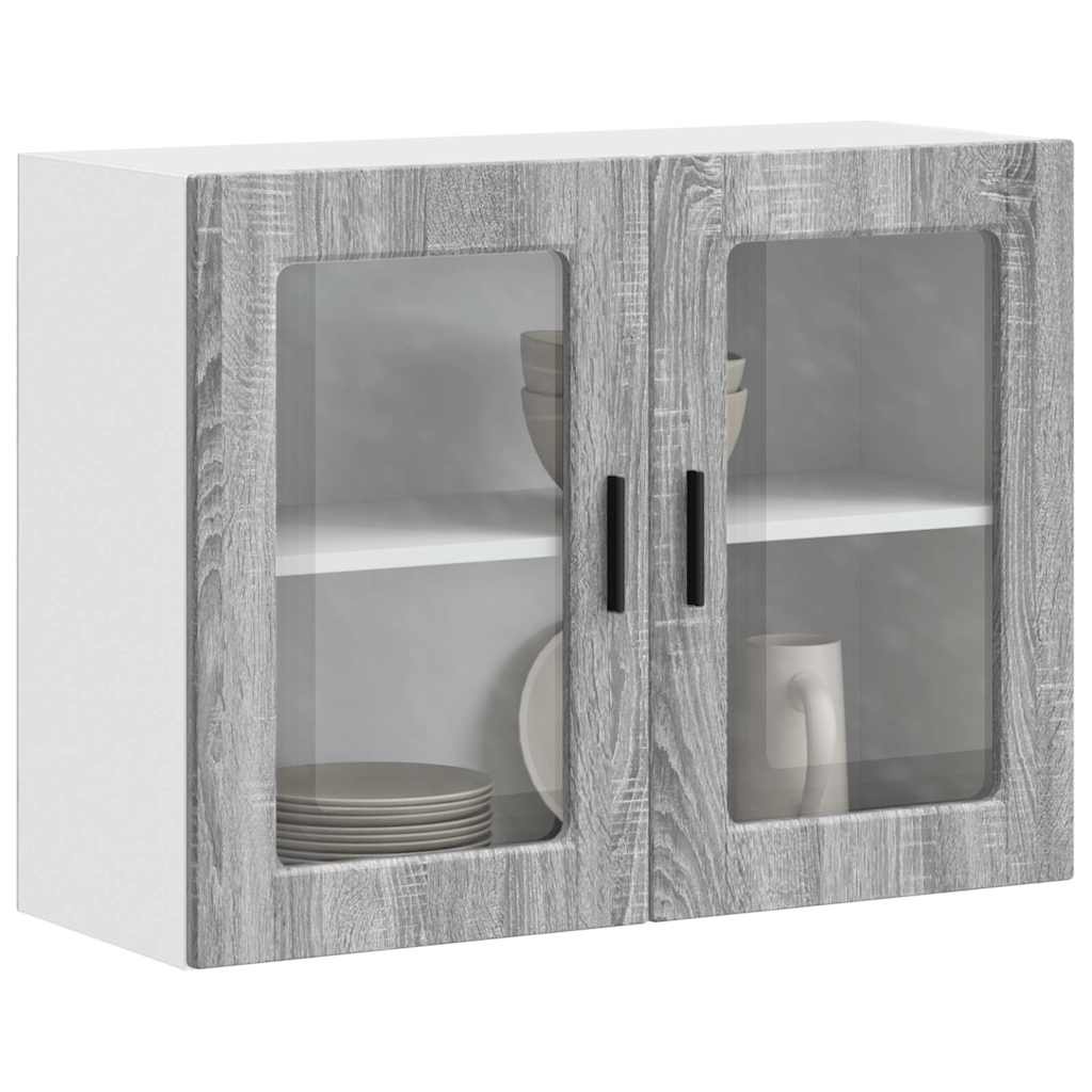 Kitchen Wall Cabinet with Glass Door Porto Grey Sonoma