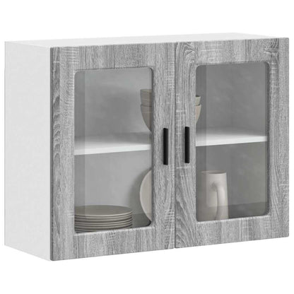 Kitchen Wall Cabinet with Glass Door Porto Grey Sonoma