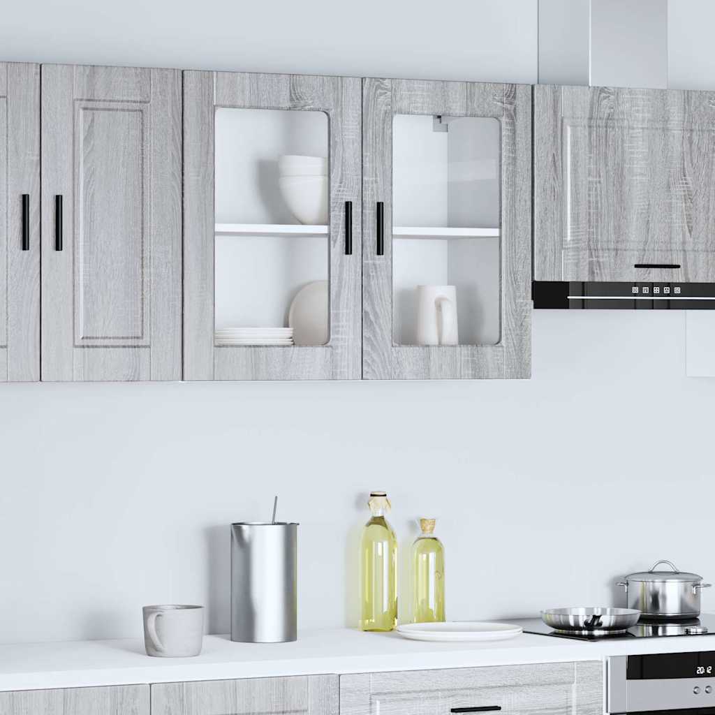 Kitchen Wall Cabinet with Glass Door Porto Grey Sonoma