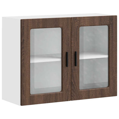 Kitchen Wall Cabinet with Glass Door Porto Brown Oak