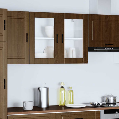 Kitchen Wall Cabinet with Glass Door Porto Brown Oak