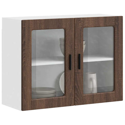 Kitchen Wall Cabinet with Glass Door Porto Brown Oak