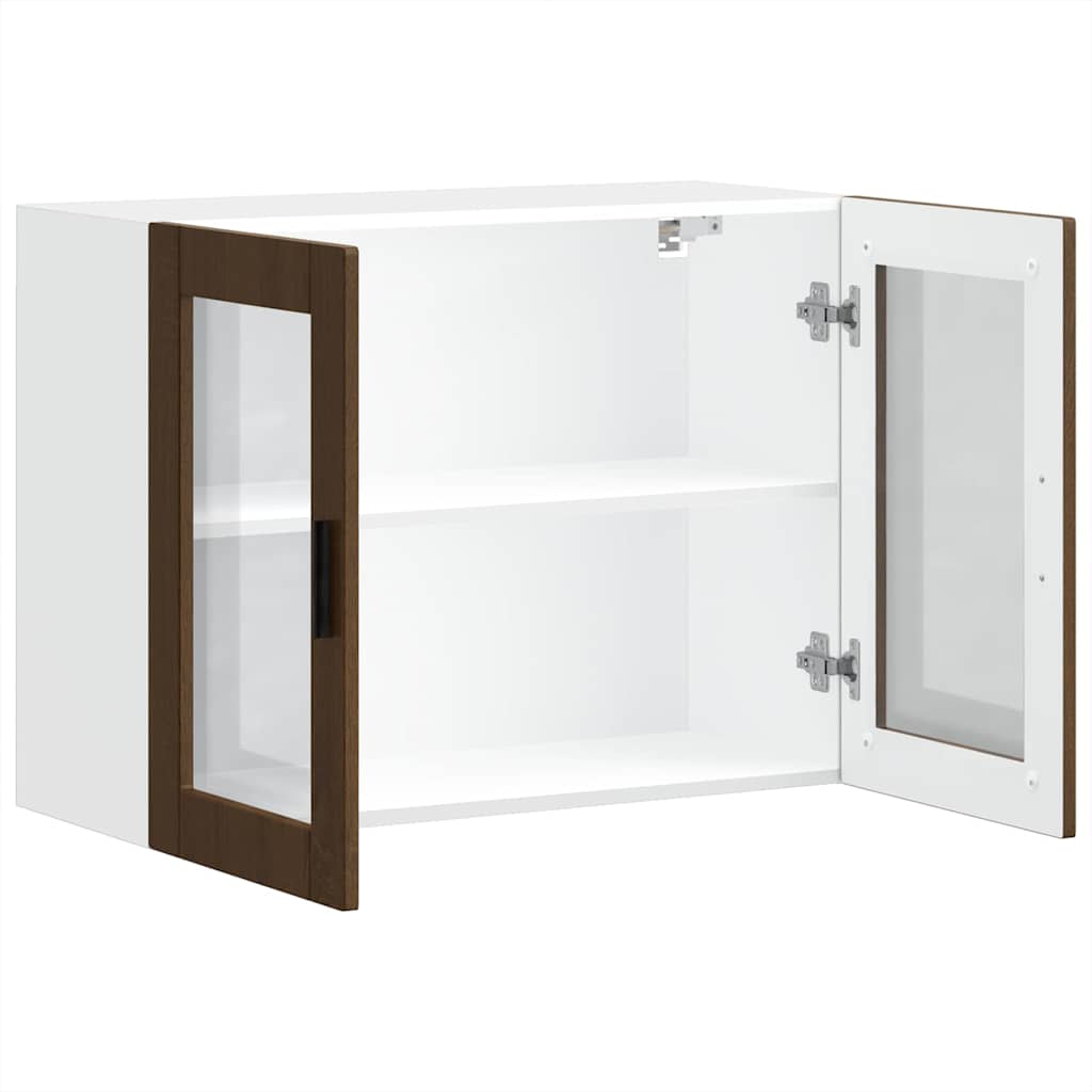 Kitchen Wall Cabinet with Glass Door Porto Brown Oak