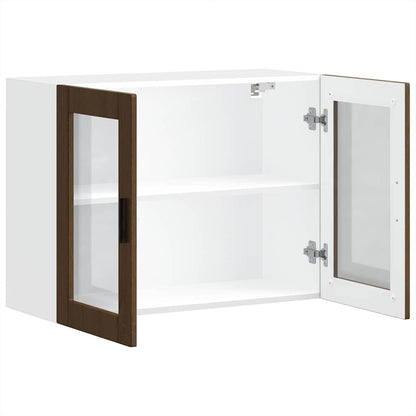 Kitchen Wall Cabinet with Glass Door Porto Brown Oak