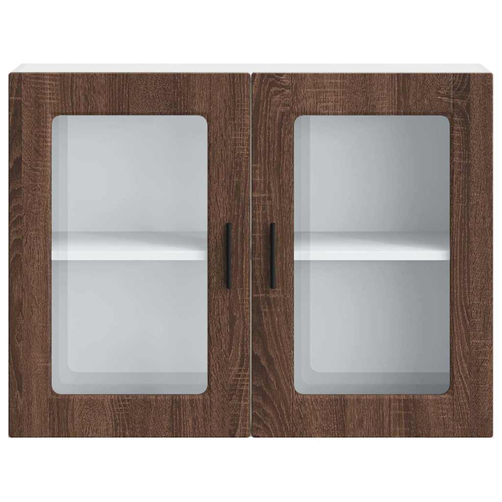Kitchen Wall Cabinet with Glass Door Porto Brown Oak