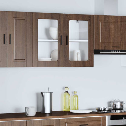 Kitchen Wall Cabinet with Glass Door Porto Brown Oak
