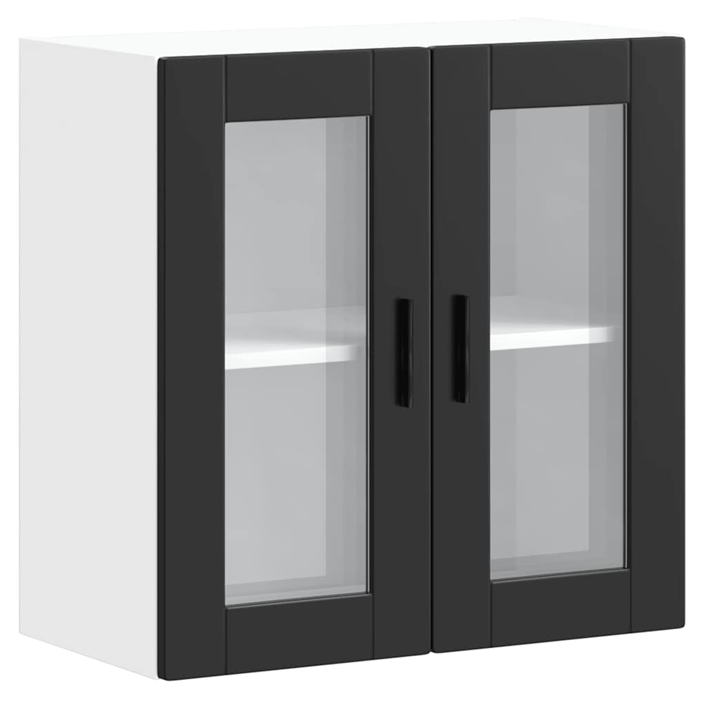 Kitchen Wall Cabinet with Glass Door Porto Black