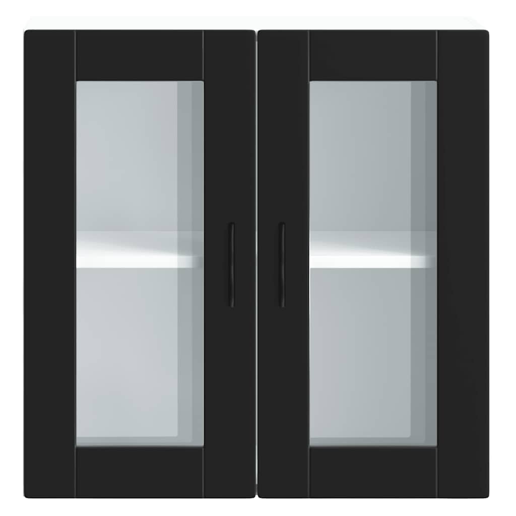 Kitchen Wall Cabinet with Glass Door Porto Black