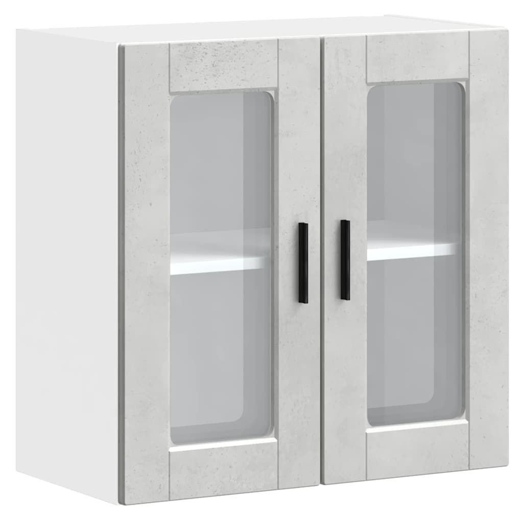 Kitchen Wall Cabinet with Glass Door Porto Concrete Grey