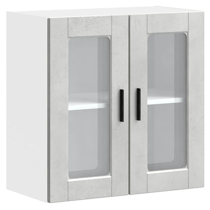 Kitchen Wall Cabinet with Glass Door Porto Concrete Grey