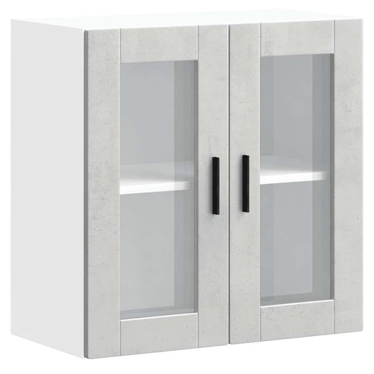 Kitchen Wall Cabinet with Glass Door Porto Concrete Grey