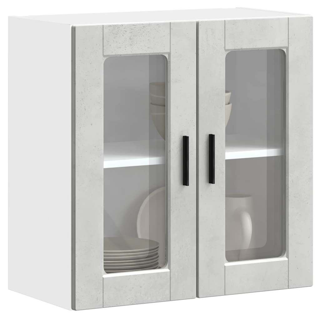 Kitchen Wall Cabinet with Glass Door Porto Concrete Grey