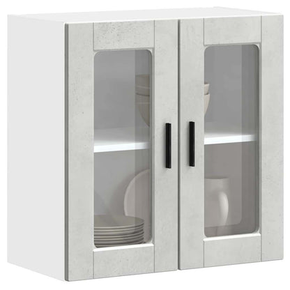 Kitchen Wall Cabinet with Glass Door Porto Concrete Grey