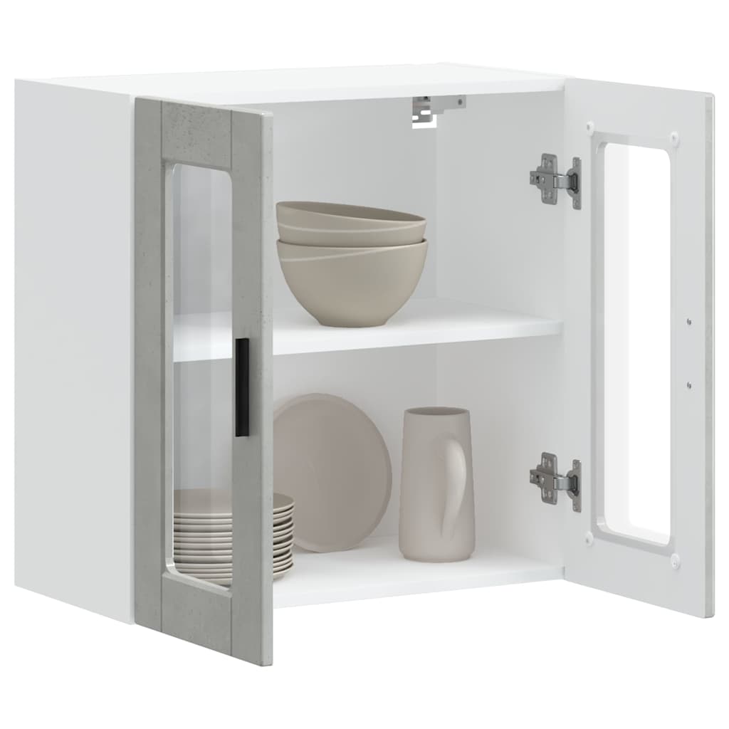 Kitchen Wall Cabinet with Glass Door Porto Concrete Grey