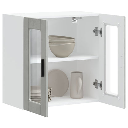 Kitchen Wall Cabinet with Glass Door Porto Concrete Grey