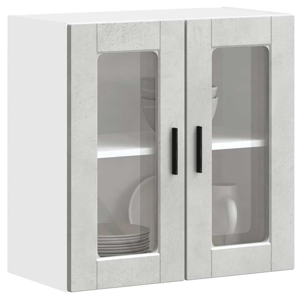 Kitchen Wall Cabinet with Glass Door Porto Concrete Grey