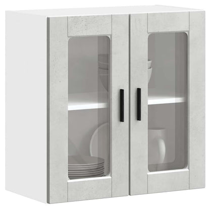 Kitchen Wall Cabinet with Glass Door Porto Concrete Grey