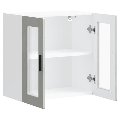 Kitchen Wall Cabinet with Glass Door Porto Concrete Grey