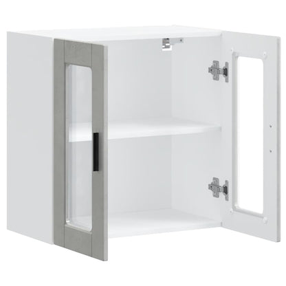 Kitchen Wall Cabinet with Glass Door Porto Concrete Grey