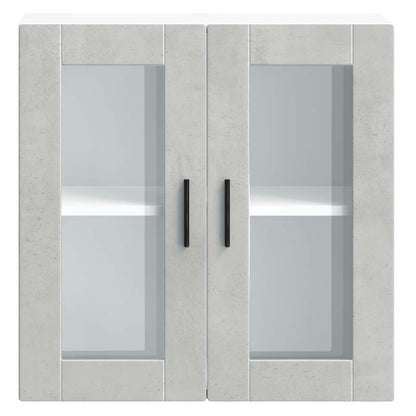 Kitchen Wall Cabinet with Glass Door Porto Concrete Grey