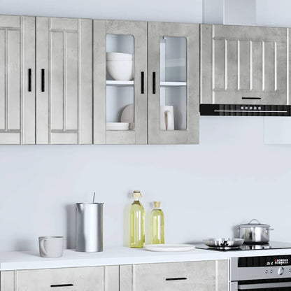 Kitchen Wall Cabinet with Glass Door Porto Concrete Grey
