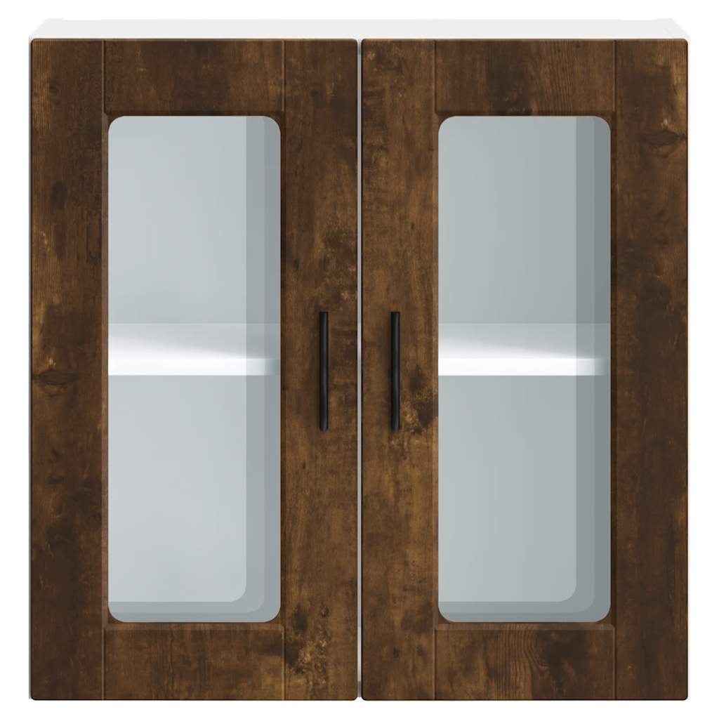 Kitchen Wall Cabinet with Glass Door Porto Smoked Oak