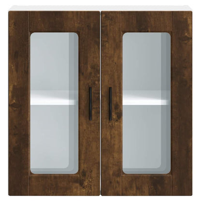 Kitchen Wall Cabinet with Glass Door Porto Smoked Oak