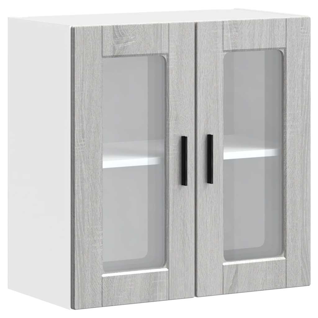 Kitchen Wall Cabinet with Glass Door Porto Grey Sonoma