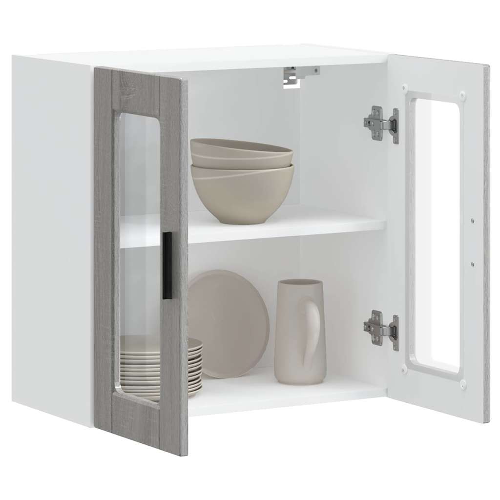 Kitchen Wall Cabinet with Glass Door Porto Grey Sonoma