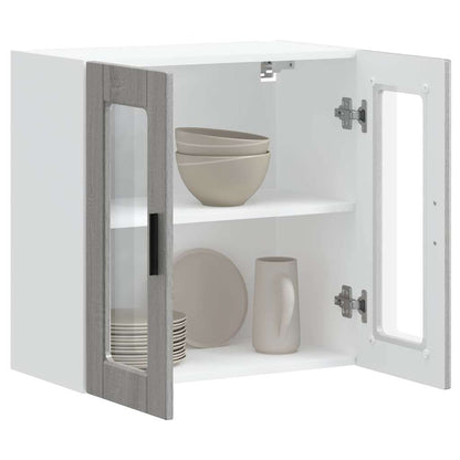 Kitchen Wall Cabinet with Glass Door Porto Grey Sonoma