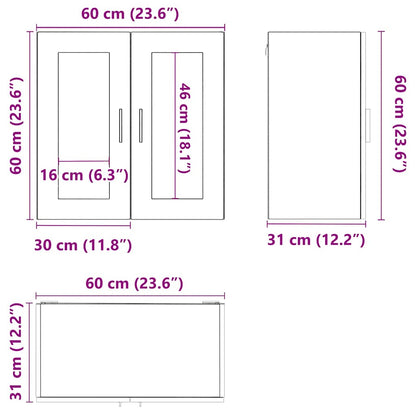 Kitchen Wall Cabinet with Glass Door Porto Grey Sonoma