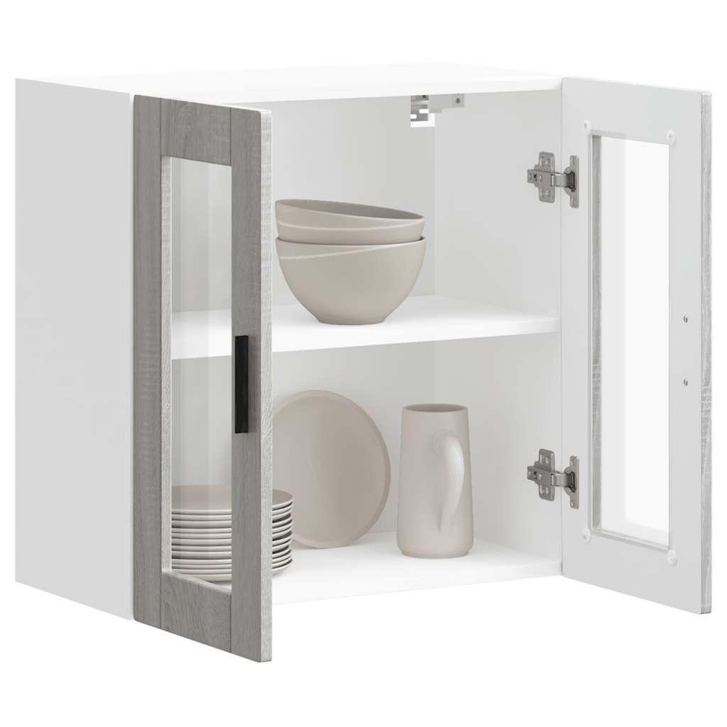 Kitchen Wall Cabinet with Glass Door Porto Grey Sonoma