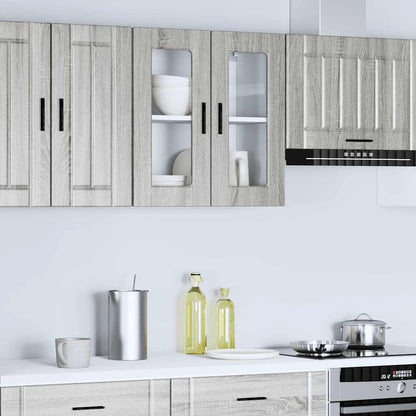 Kitchen Wall Cabinet with Glass Door Porto Grey Sonoma