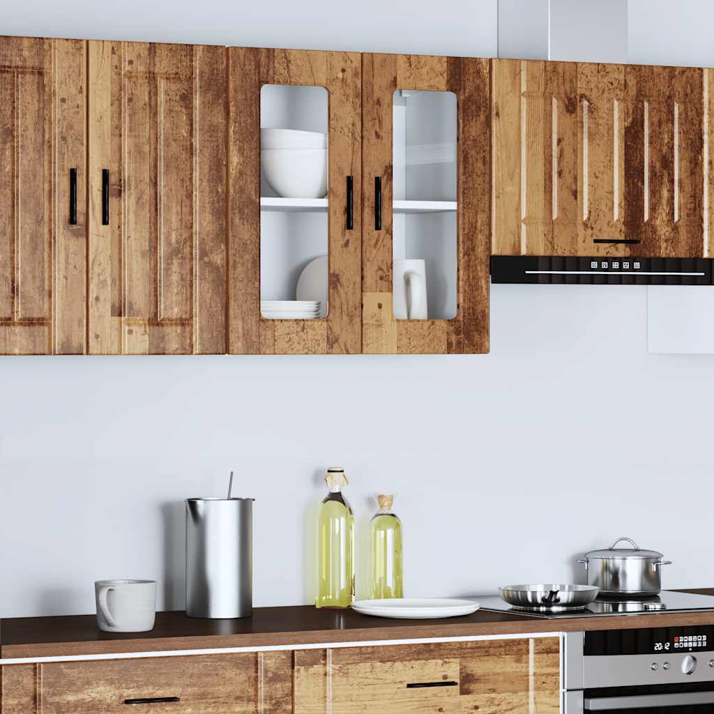 Kitchen Wall Cabinet with Glass Door Porto Old Wood