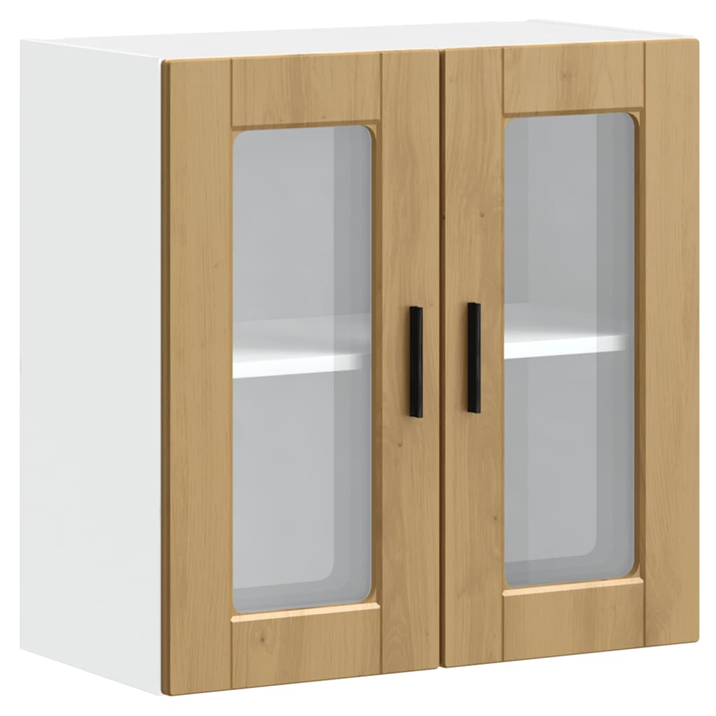Kitchen Wall Cabinet with Glass Door Porto Artisan Oak
