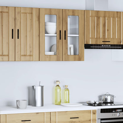 Kitchen Wall Cabinet with Glass Door Porto Artisan Oak