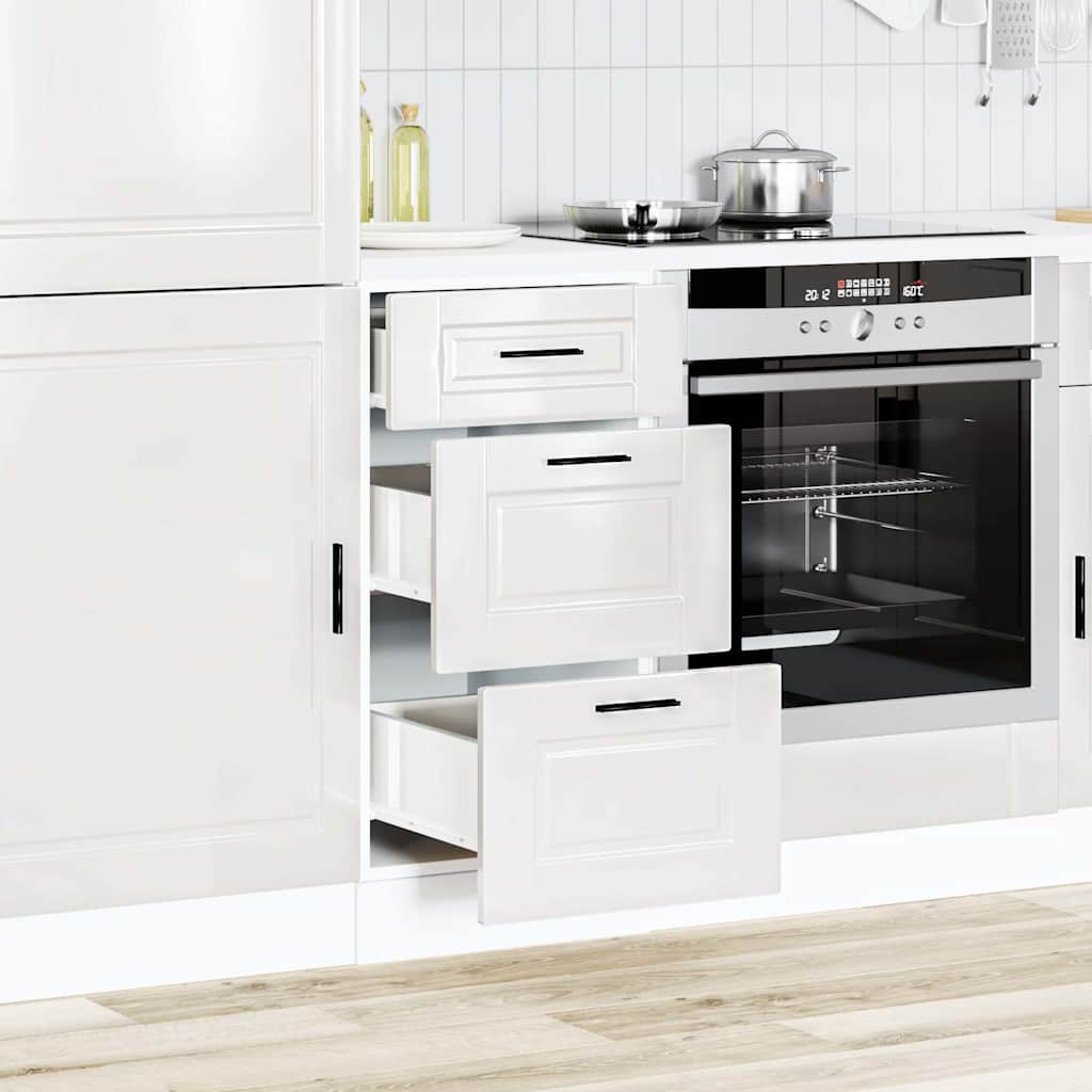Kitchen Base Cabinet "Porto" High Gloss White Engineered Wood