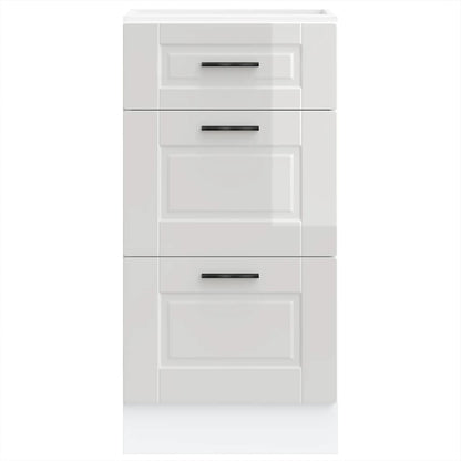 Kitchen Base Cabinet "Porto" High Gloss White Engineered Wood