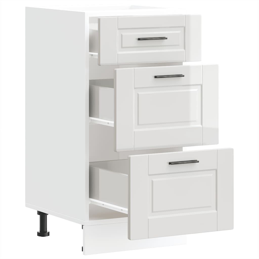 Kitchen Base Cabinet "Porto" High Gloss White Engineered Wood