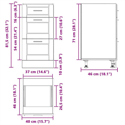Kitchen Base Cabinet "Porto" High Gloss White Engineered Wood