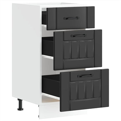 Kitchen Base Cabinet "Lucca" Black Engineered Wood