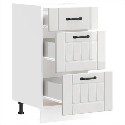 Kitchen Base Cabinet "Lucca" High Gloss White Engineered Wood