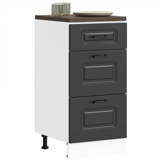 Kitchen Base Cabinet "Kalmar" Black Engineered Wood