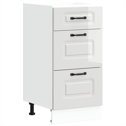 Kitchen Base Cabinet "Kalmar" High Gloss White Engineered Wood