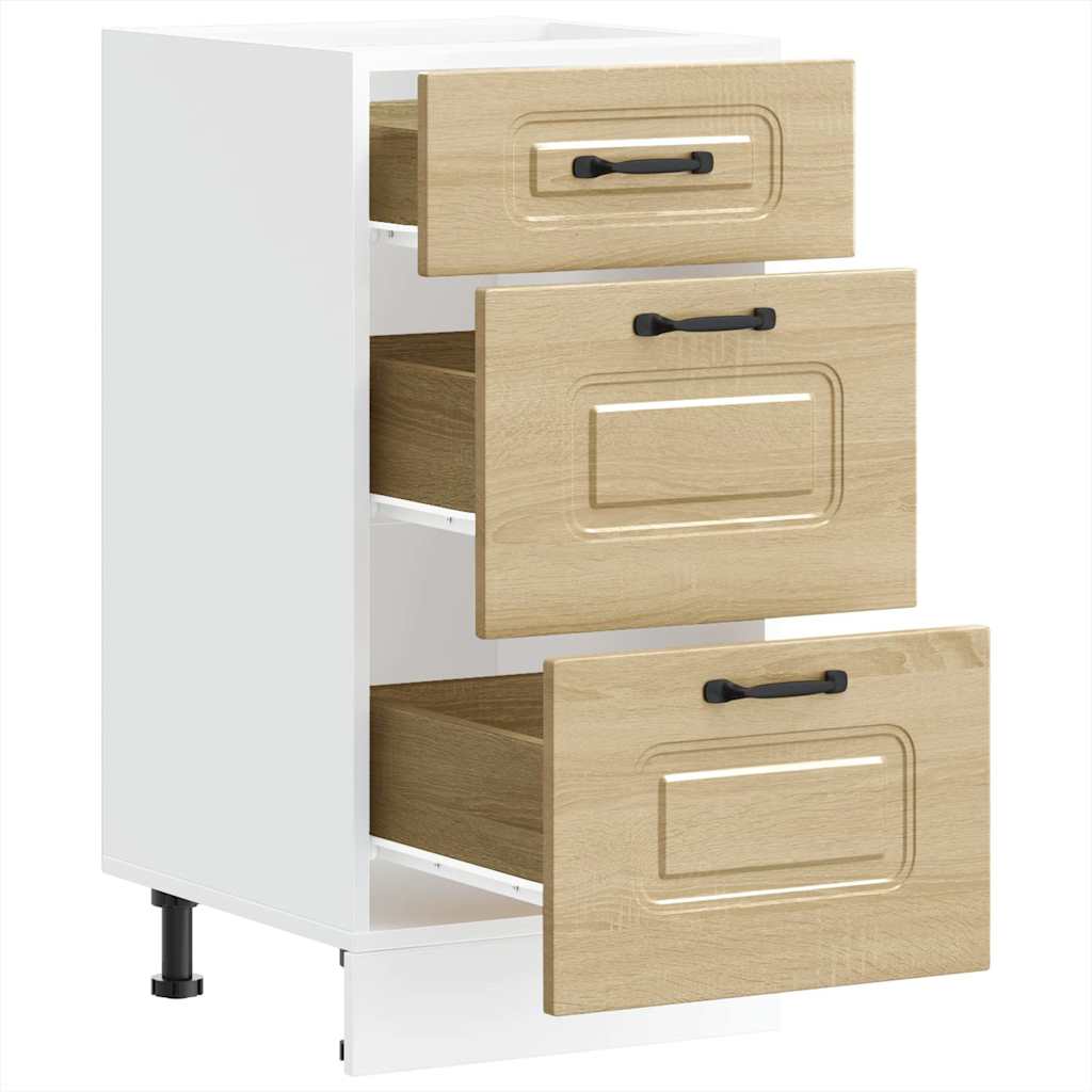 Kitchen Base Cabinet "Kalmar" High Gloss White Engineered Wood
