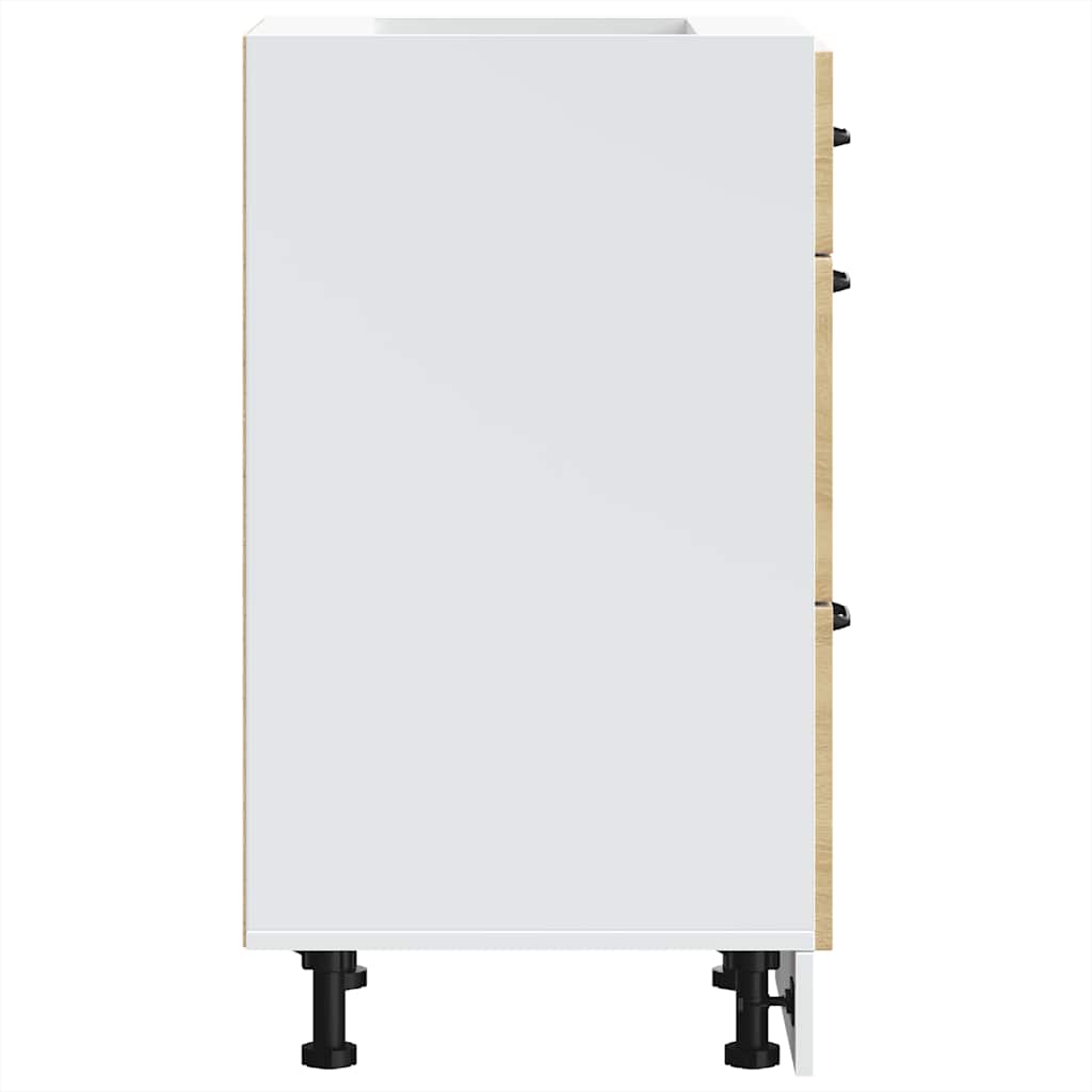 Kitchen Base Cabinet "Kalmar" High Gloss White Engineered Wood