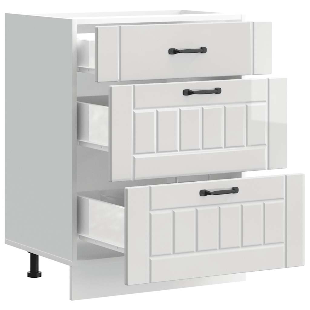 Kitchen Base Cabinet "Lucca" High Gloss White Engineered Wood