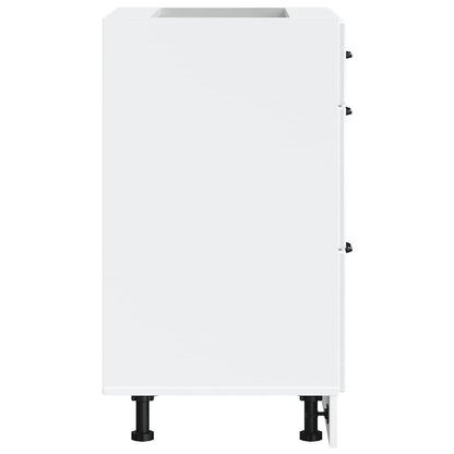 Kitchen Base Cabinet "Kalmar" High Gloss White Engineered Wood