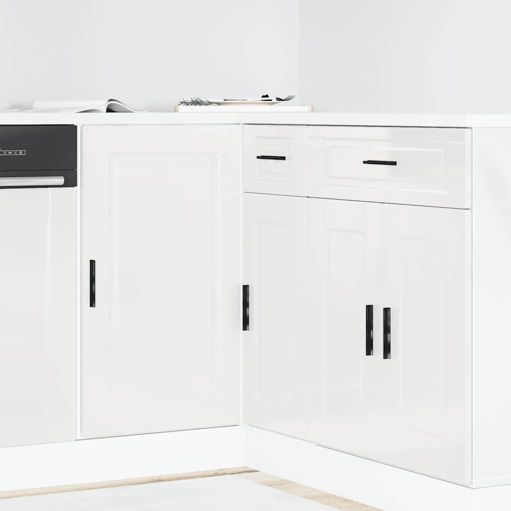 Kitchen Base Cabinet "Porto" High Gloss White Engineered Wood